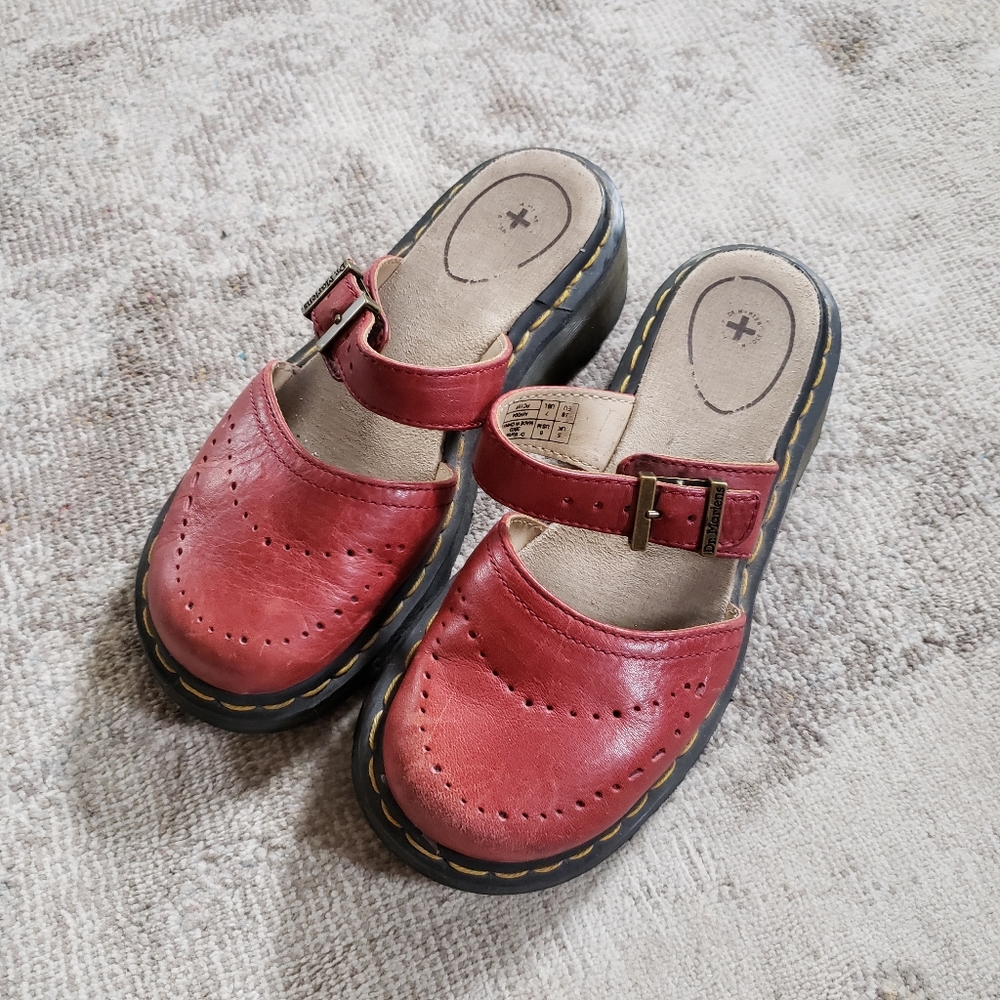 Dr Martens red mules